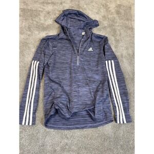 Adidas Womens Quarter Zip Hoodie Space Dye Purple 3-Stripe Pullover CZ7637 Small